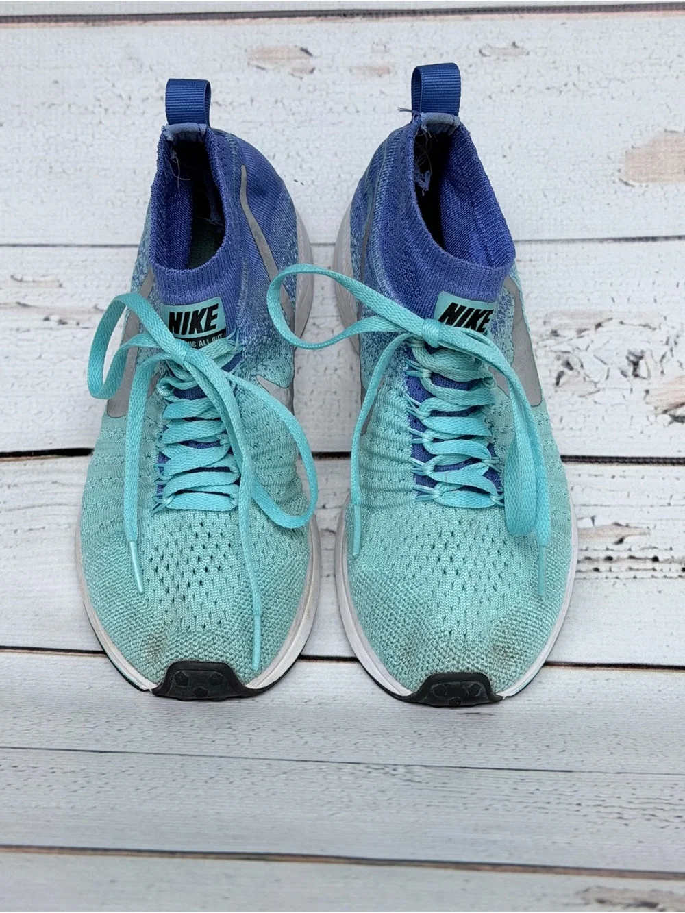 Nike Air Zoom Pegasus All Out Flyknit Clear Jade Running Shoes - Size 4